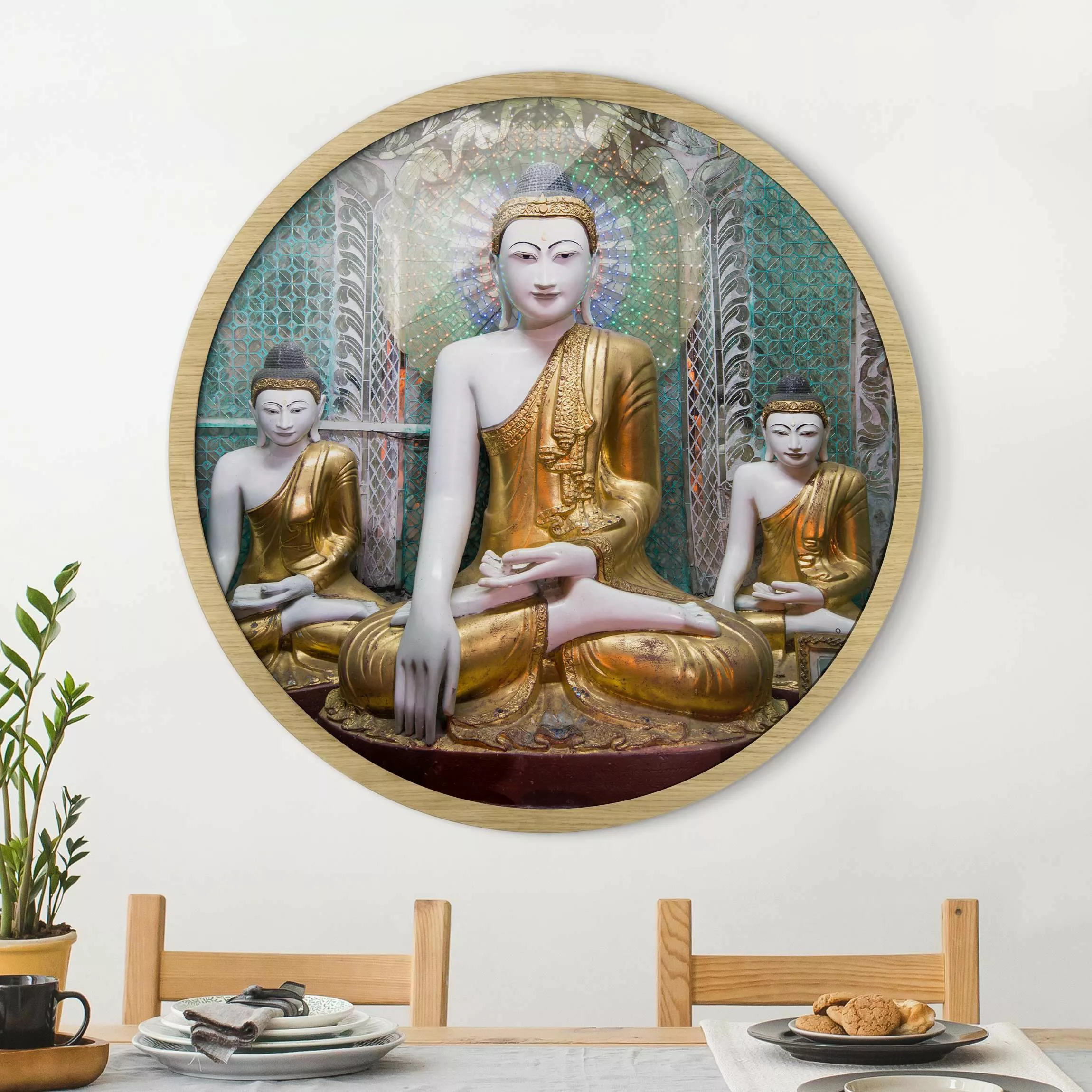 Rundes Gerahmtes Bild Buddha Statuen günstig online kaufen