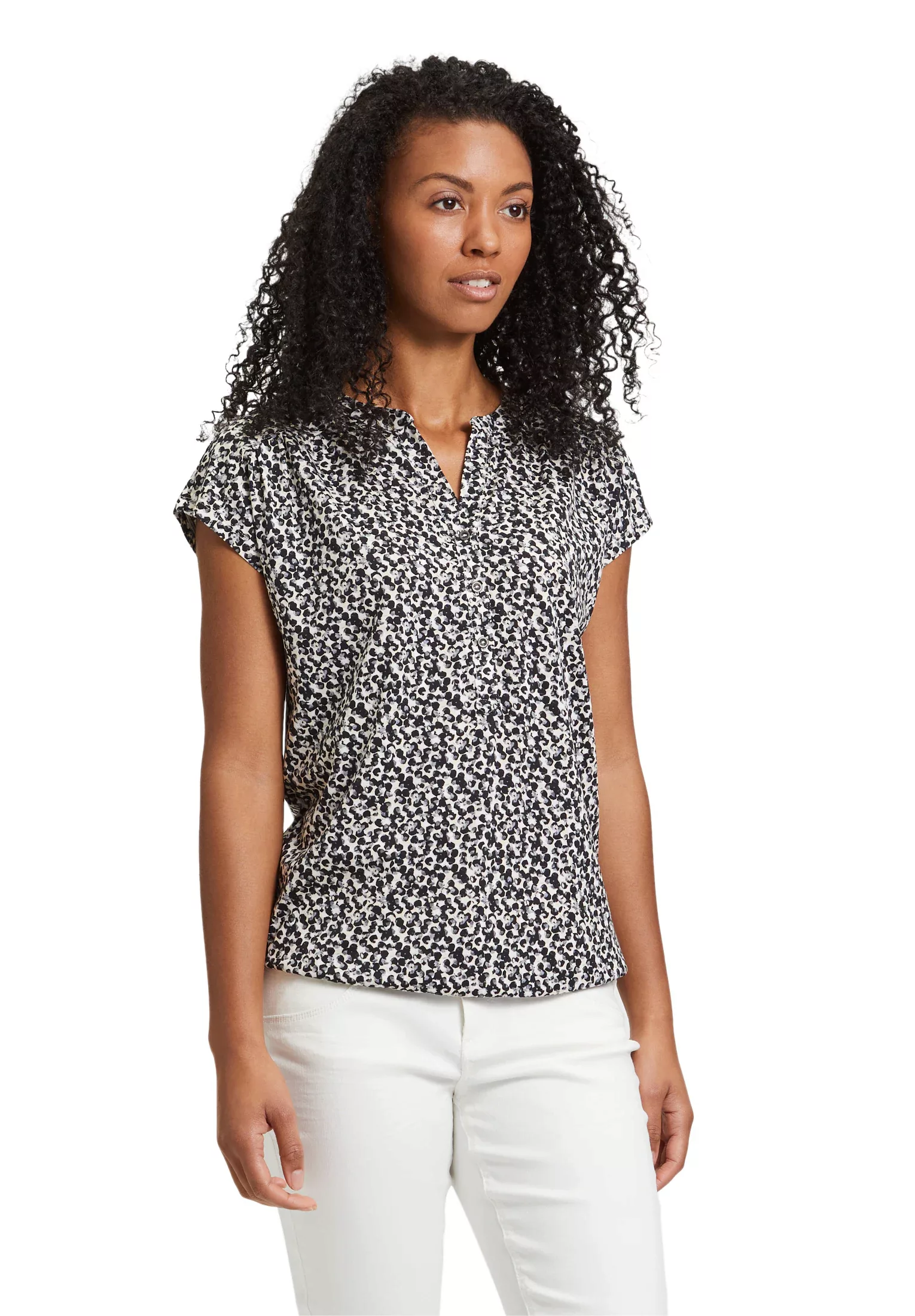 Betty&Co Kurzarmshirt "Betty & Co Blusenshirt mit Knopfleiste", Druck günstig online kaufen