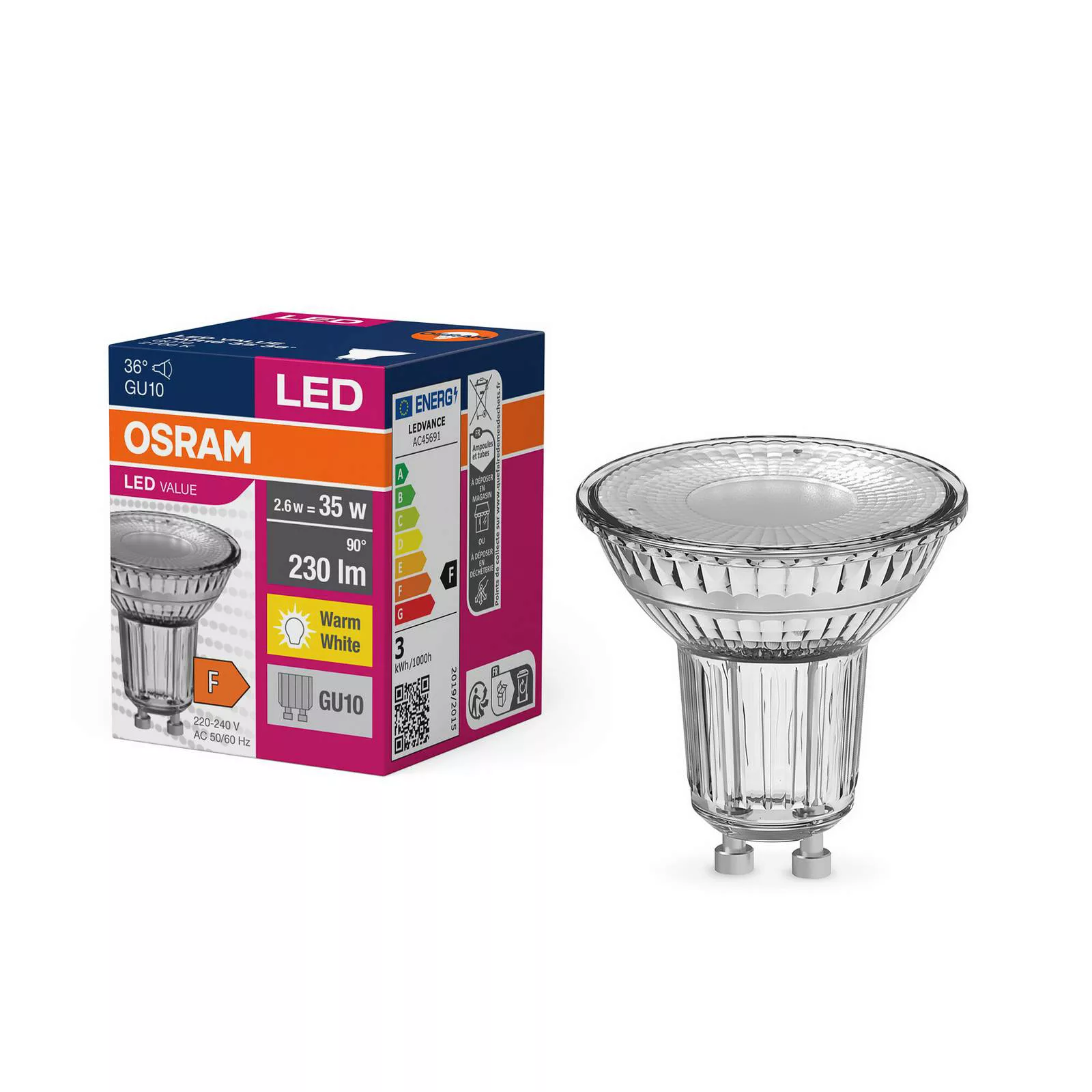 OSRAM LED-Leuchtmittel Reflektor GU10 2,6W 36° 827 klar günstig online kaufen