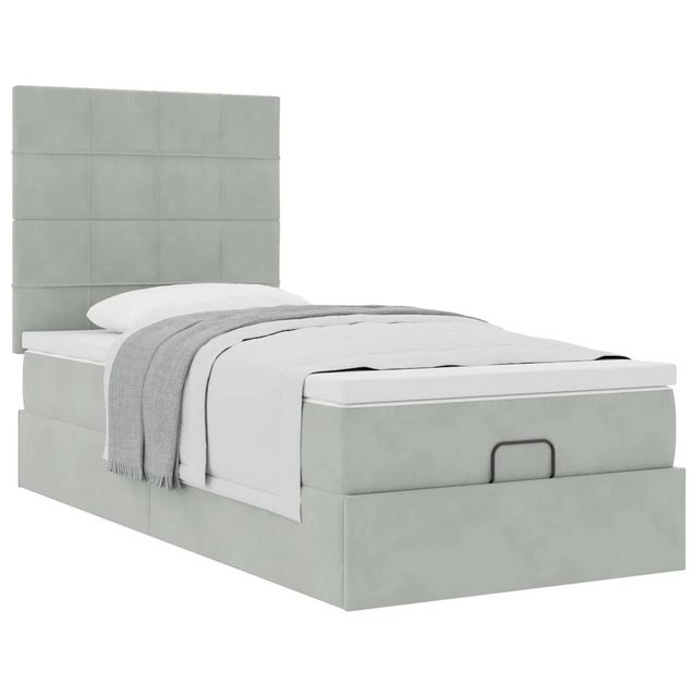 vidaXL Bett Ottoman-Bett mit Matratzen Hellgrau 90x200 cm Samt günstig online kaufen