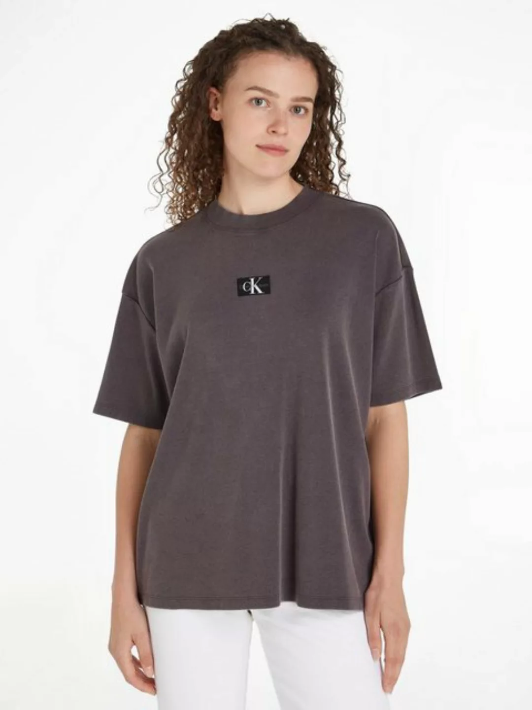 Calvin Klein Jeans T-Shirt WASHED RIB LABEL BOYFRIEND TEE mit Logomarkenpat günstig online kaufen