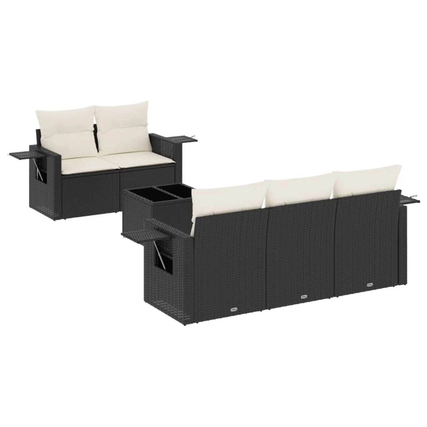 vidaXL 6-Tlg Garten-Sofagarnitur mit Kissen Schwarz Poly Rattan 3219895 günstig online kaufen