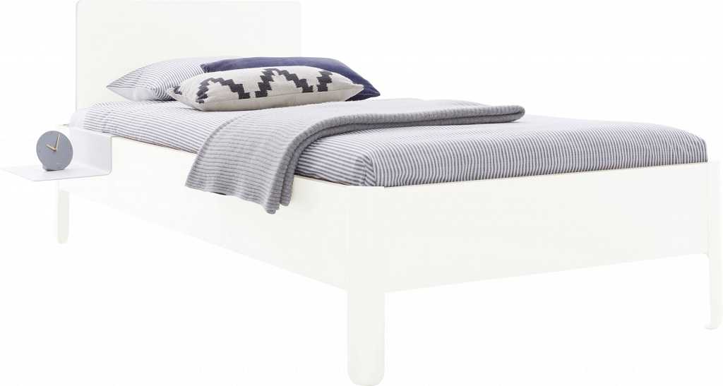 NAIT Einzelbett farbig lackiert 90 x 210cm Mit Kopfteil Reinweiß günstig online kaufen