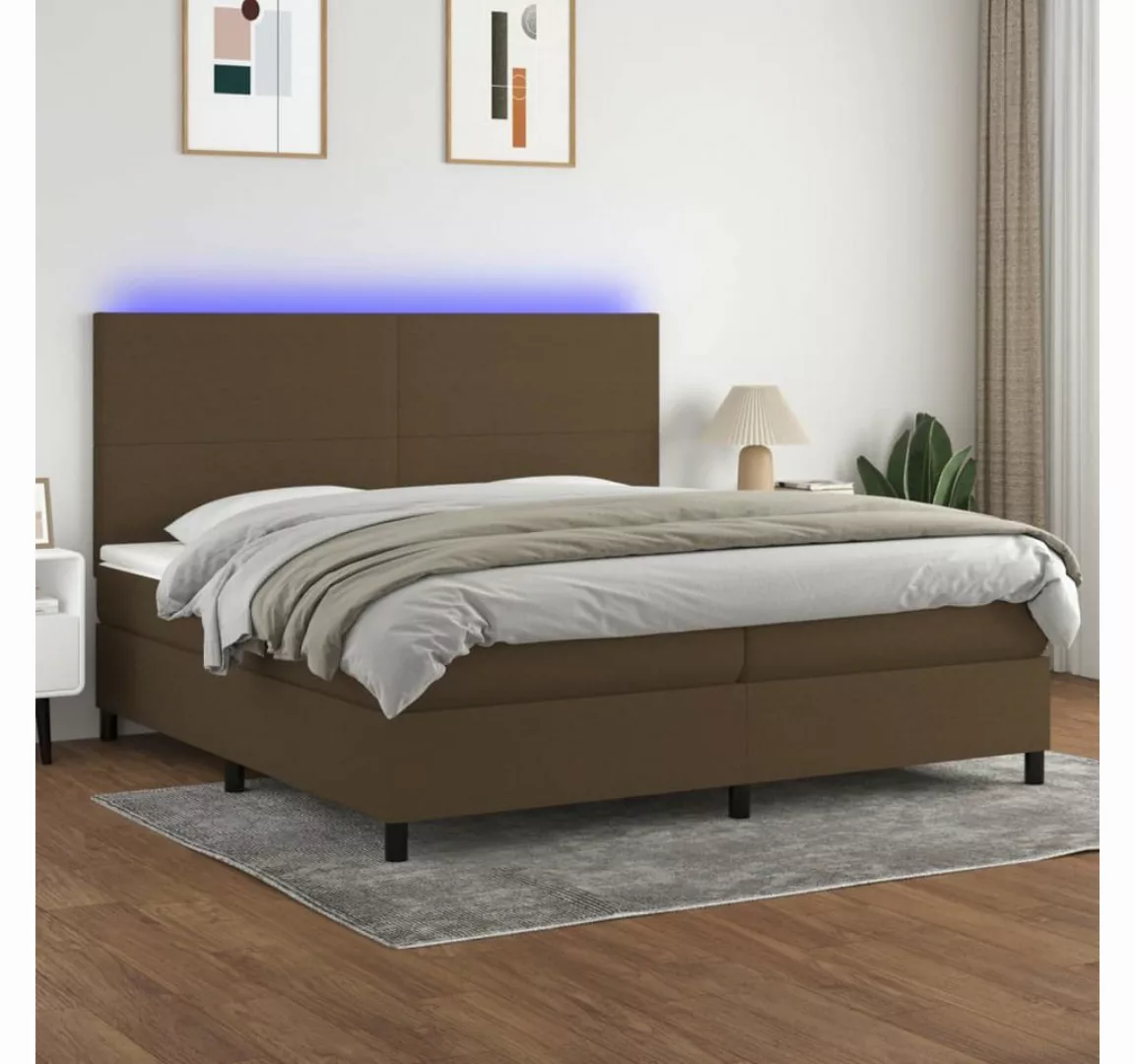 vidaXL Boxspringbett Boxspringbett mit Matratze LED Dunkelbraun 200x200 cm günstig online kaufen