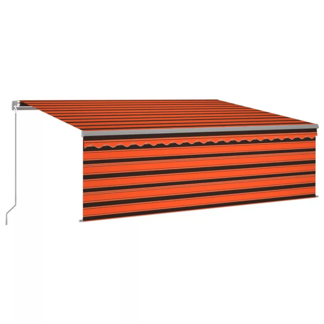 Gelenkarmmarkise Einziehbar Mit Volant & Led 4x3 M Orange Braun günstig online kaufen