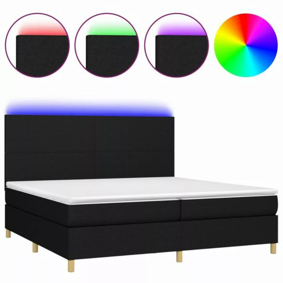 vidaXL Bettgestell Boxspringbett mit Matratze LED Schwarz 200x200 cm Stoff günstig online kaufen