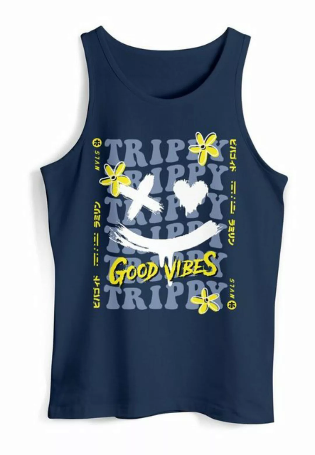 Neverless Tanktop Herren Tank-Top Drip Face Smile Good Vibes Herz Blumen Co günstig online kaufen