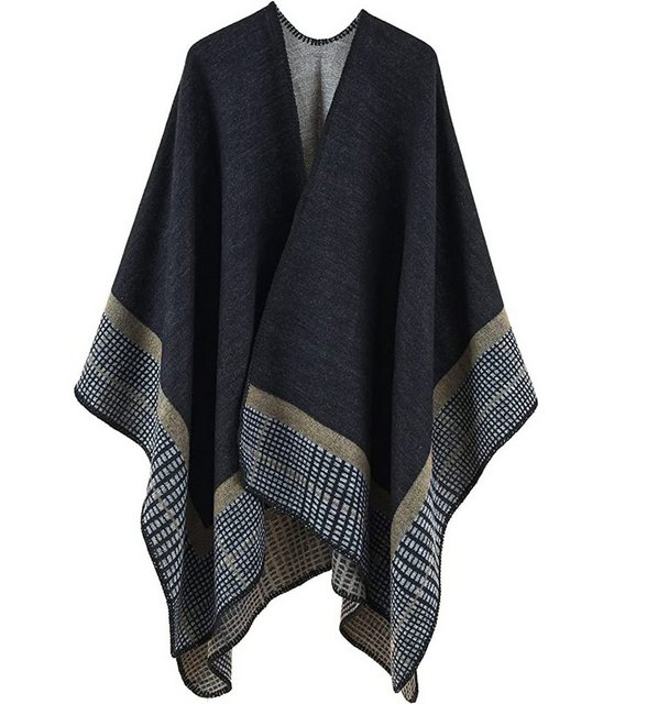 Alster Herz Strickponcho XXL-Schal, Eleganter Weicher Poncho, Schwarz, A033 günstig online kaufen