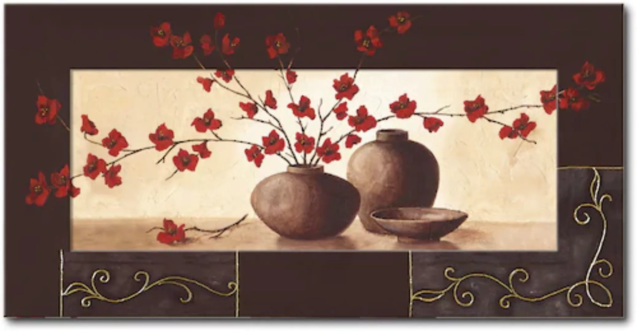 Artland Wandbild "Stillleben mit roten Blüten II", Vasen & Töpfe, (1 St.) günstig online kaufen