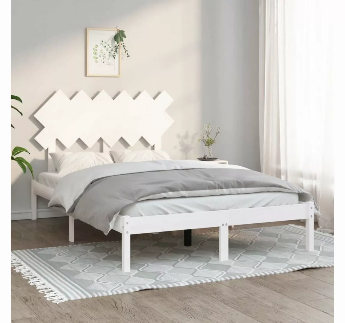 furnicato Bett Massivholzbett Weiß 135x190 cm günstig online kaufen