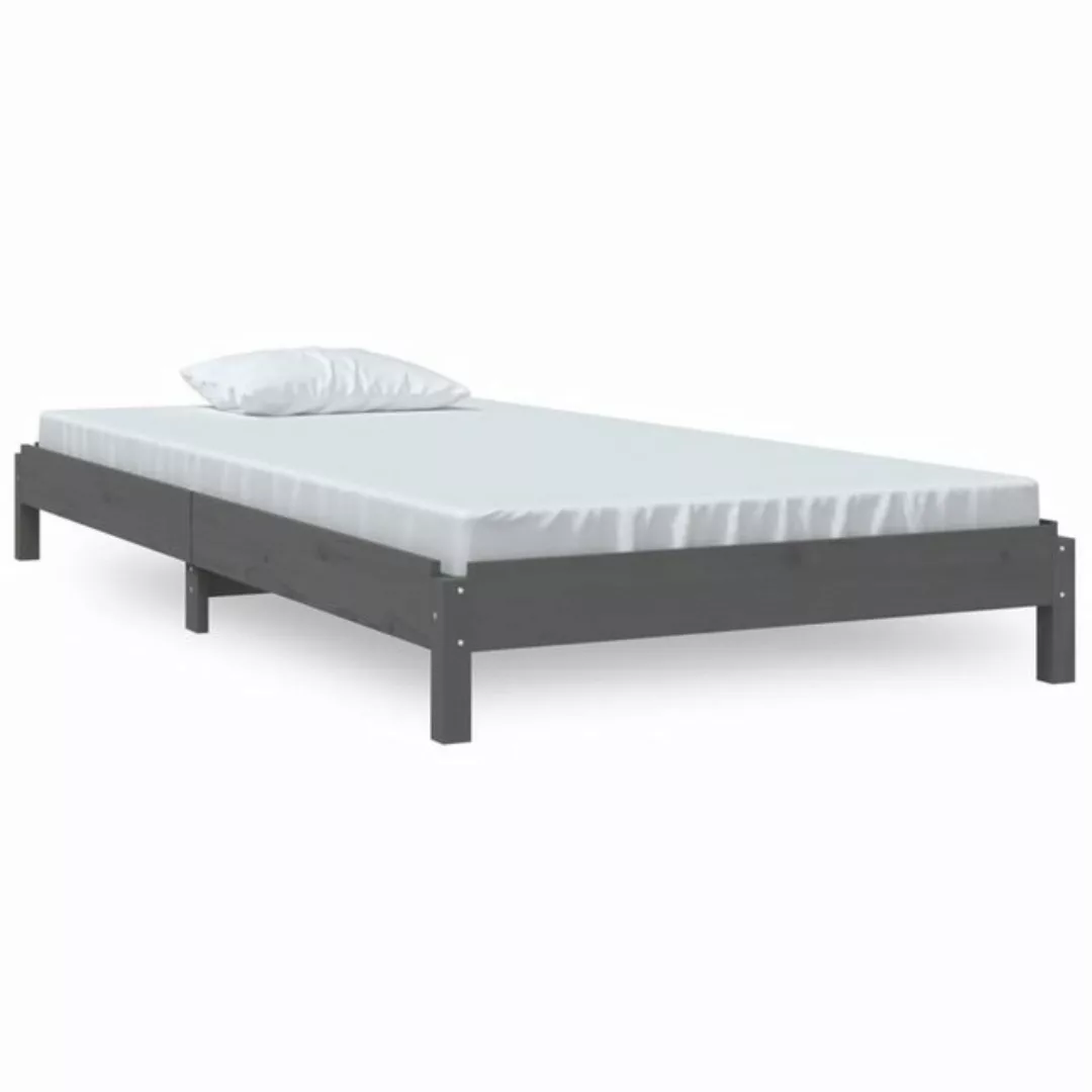 vidaXL Bett Stapelbett Grau 75x190 cm Massivholz Kiefer günstig online kaufen