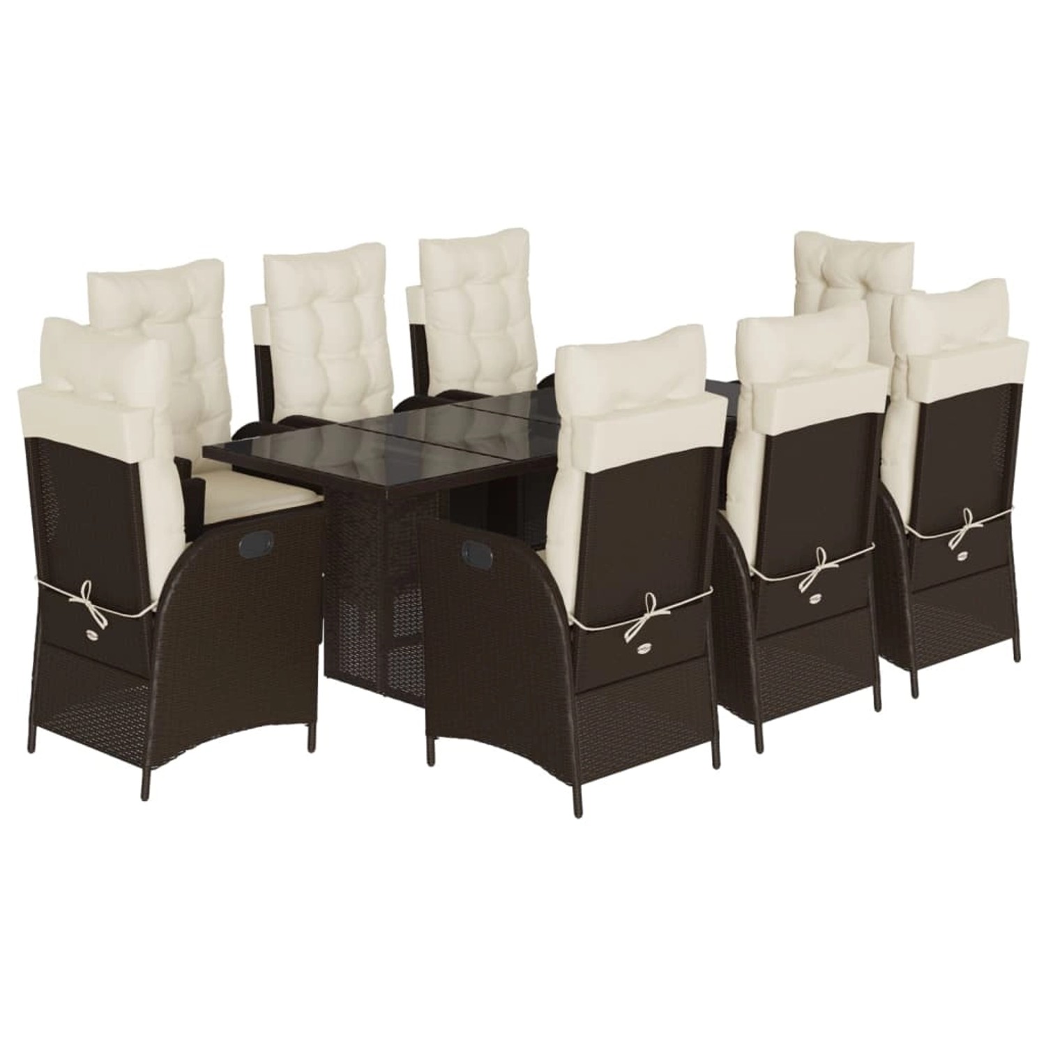 vidaXL 9-Tlg Garten-Essgruppe mit Kissen Braun Poly Rattan 3213119 günstig online kaufen