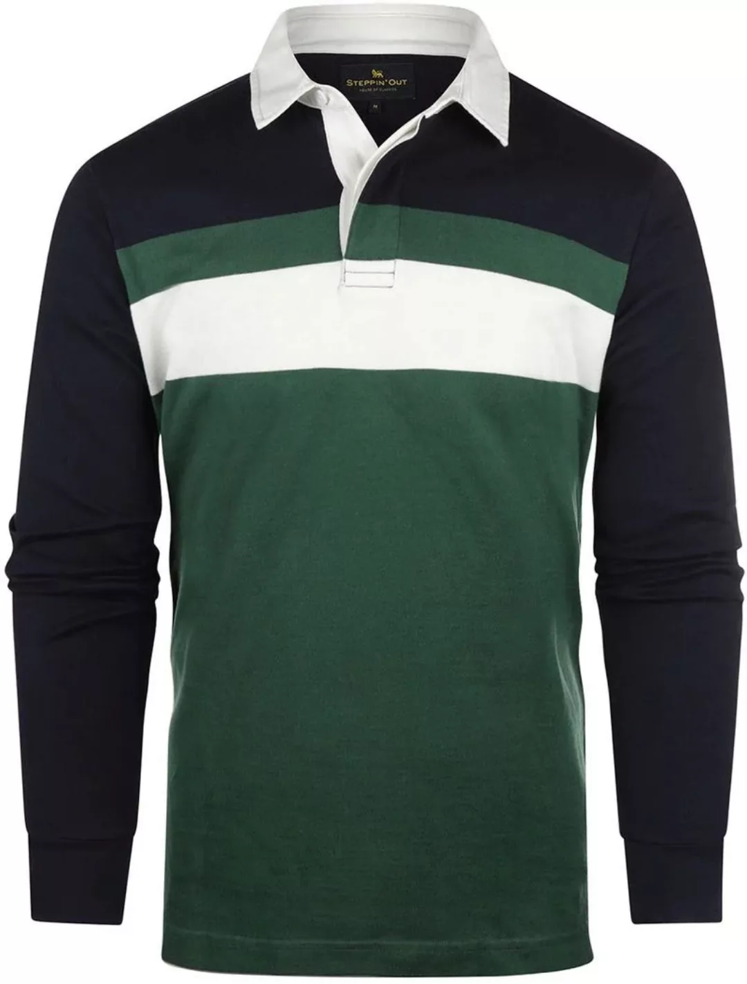 Steppin' Out Rugby Poloshirt Streifen Grün - Größe XL günstig online kaufen