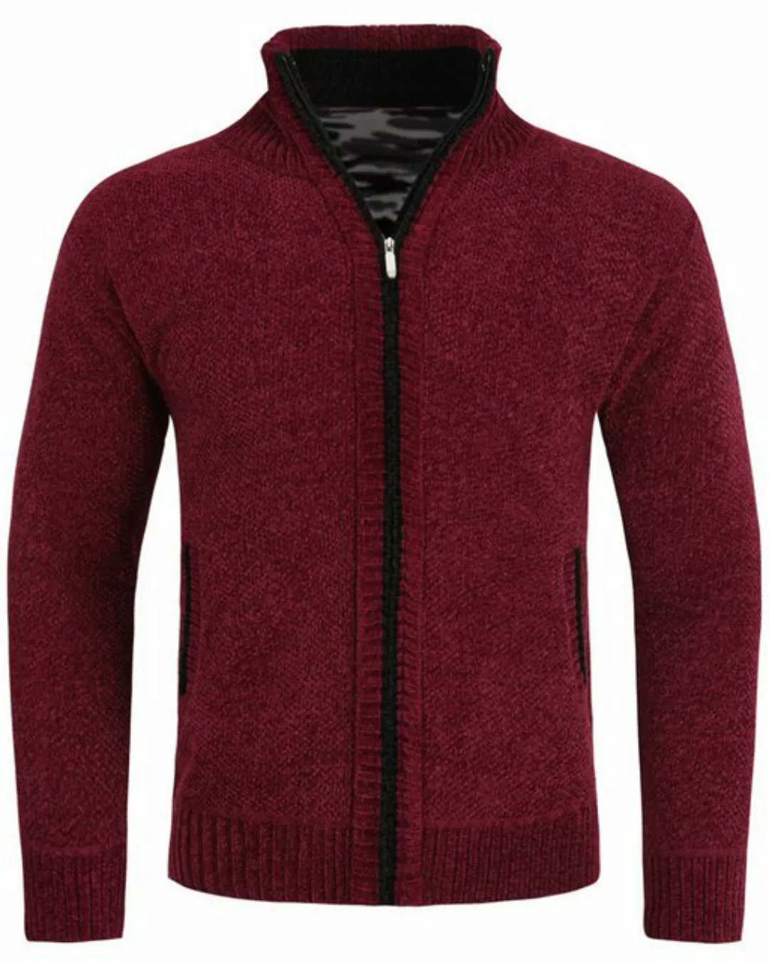 Allthemen Strickjacke Strickjacke mit Stehkragen Uni Grobstrick Cardigan fü günstig online kaufen