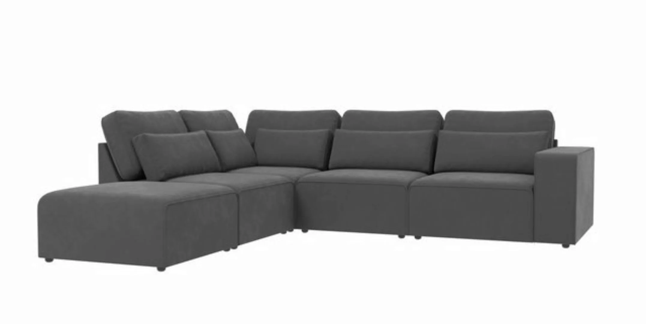 S-Style Möbel Ecksofa Hedwig, Modulare Ecksofa in Samt-Stoff mit Rücken und günstig online kaufen