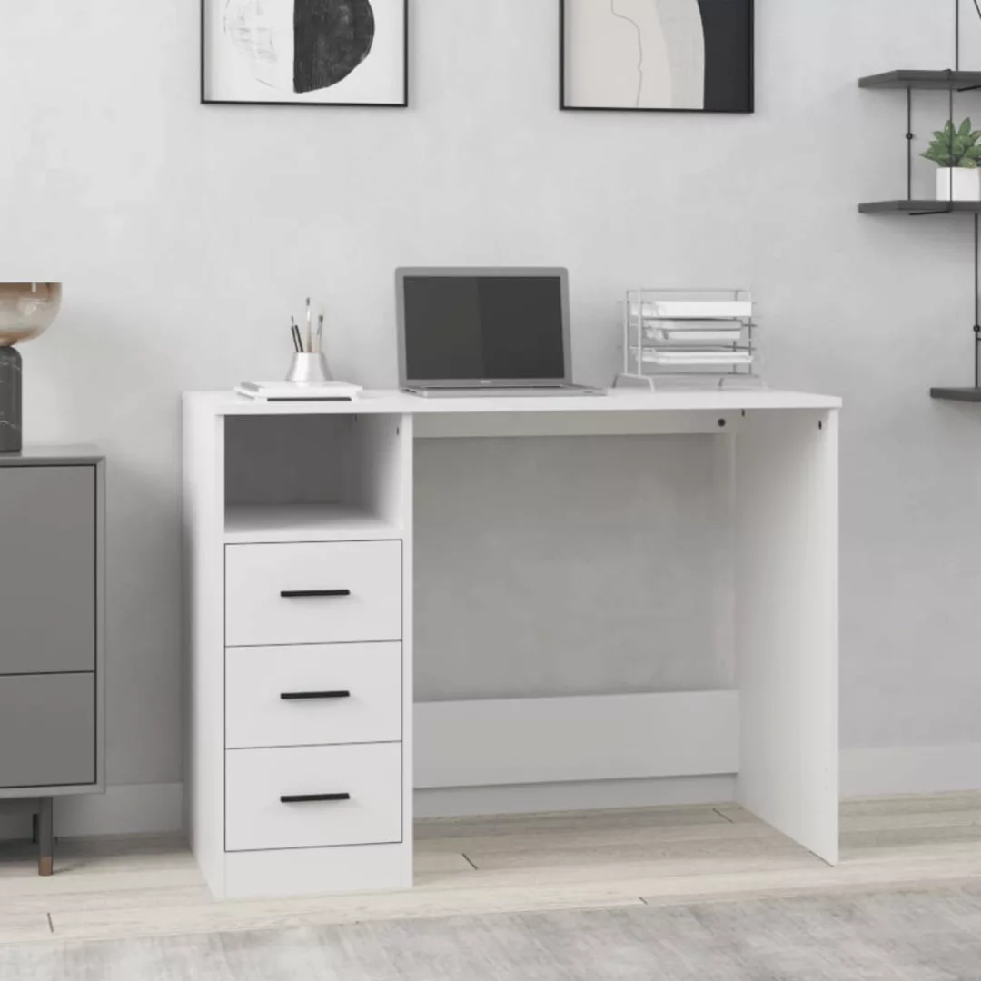 Vidaxl Schreibtisch Mit Schubladen Weiß 102x50x76 Cm Holzwerkstoff günstig online kaufen