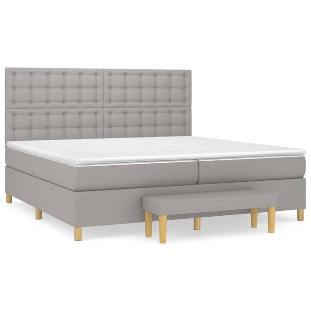 vidaXL Boxspringbett Boxspringbett mit Matratze Hellgrau 200x200 cm Stoff B günstig online kaufen