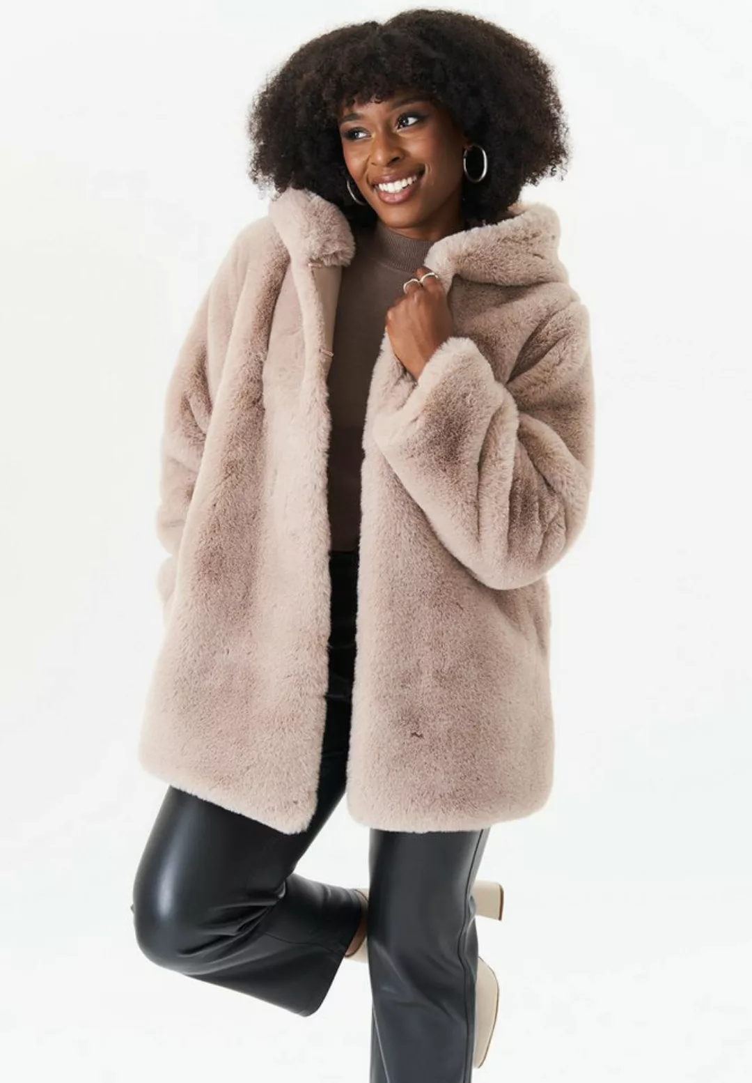 GINI LONDON Outdoorjacke Gini Hooded Long Sleeve Faux Fur Gini Langarm-Kuns günstig online kaufen