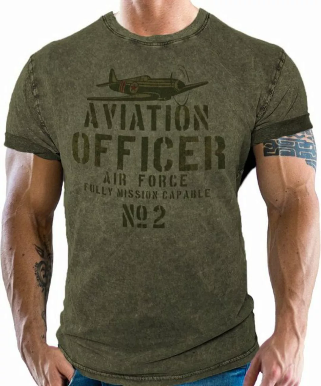 GASOLINE BANDIT® T-Shirt für US Army Fans im Vintage Washed Look: Aviation günstig online kaufen