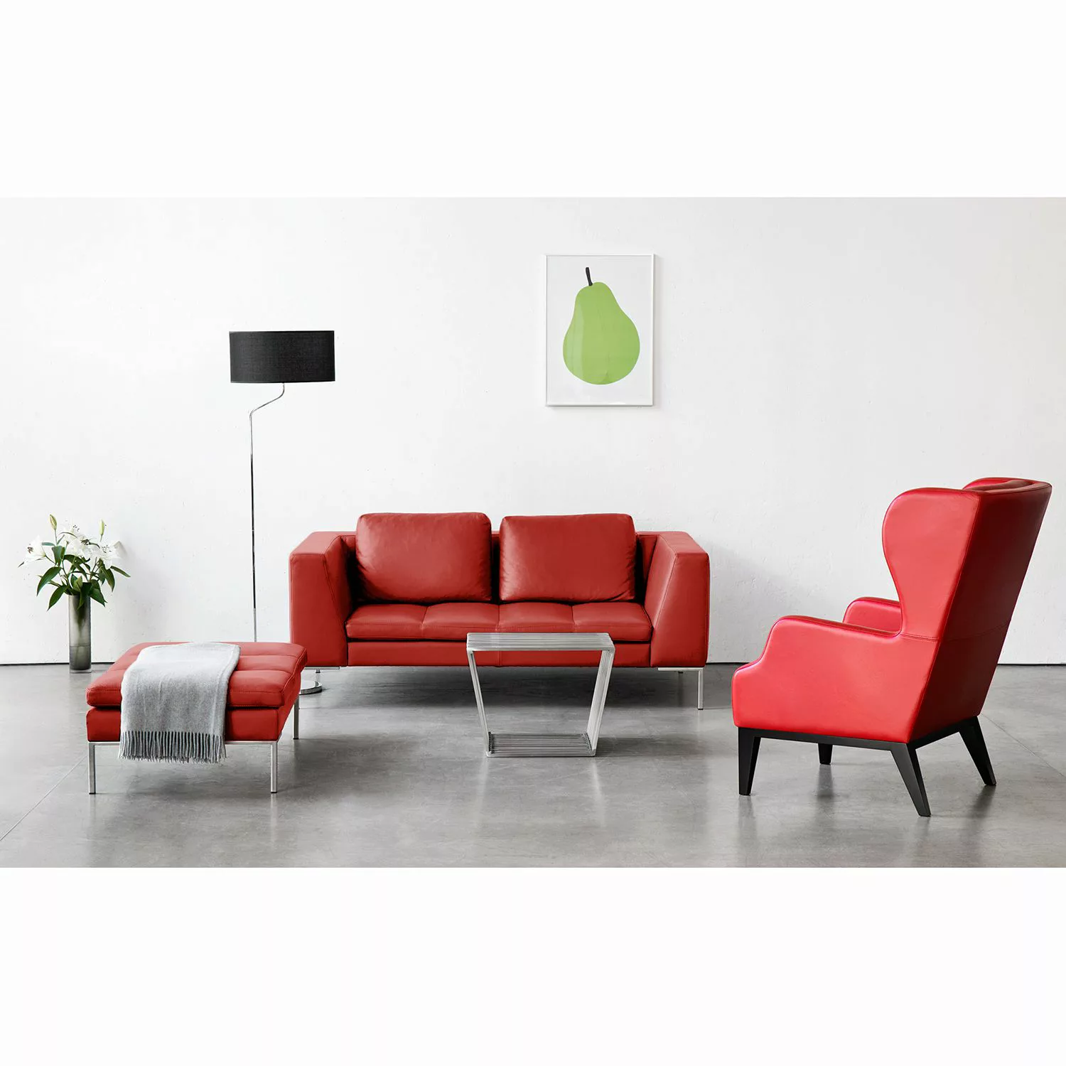 home24 Studio Copenhagen Sofa Madison 2-Sitzer Rot Echtleder 174x66x105 cm günstig online kaufen