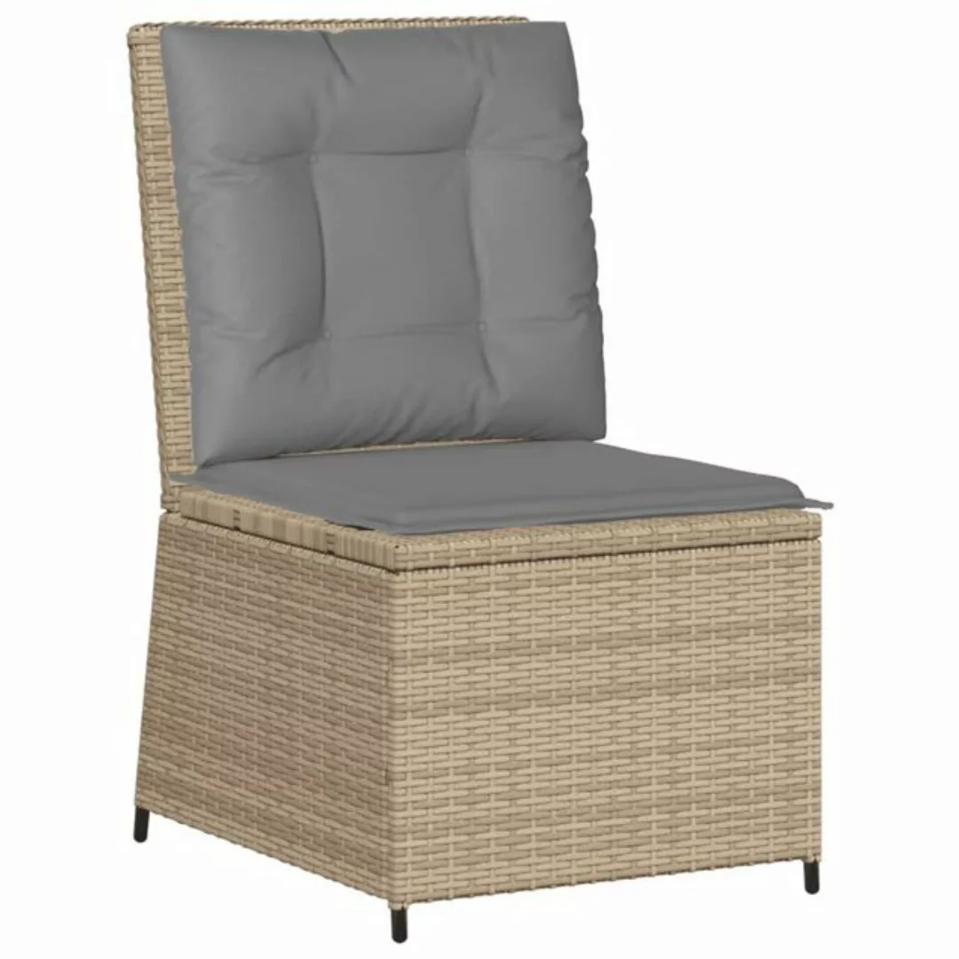 vidaXL Loungesofa Gartensessel mit Liegefunktion und Kissen Beige Poly Ratt günstig online kaufen