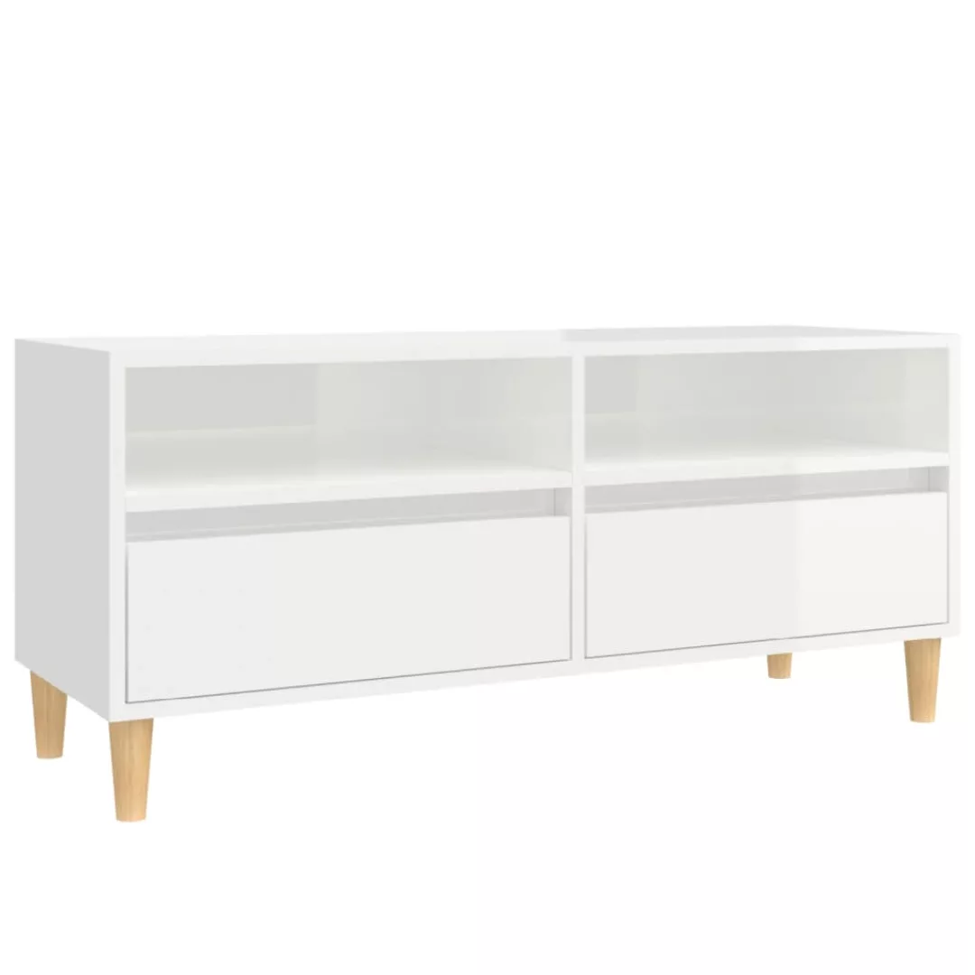 Vidaxl Tv-schrank Hochglanz-weiß 100x34,5x44,5 Cm Holzwerkstoff günstig online kaufen