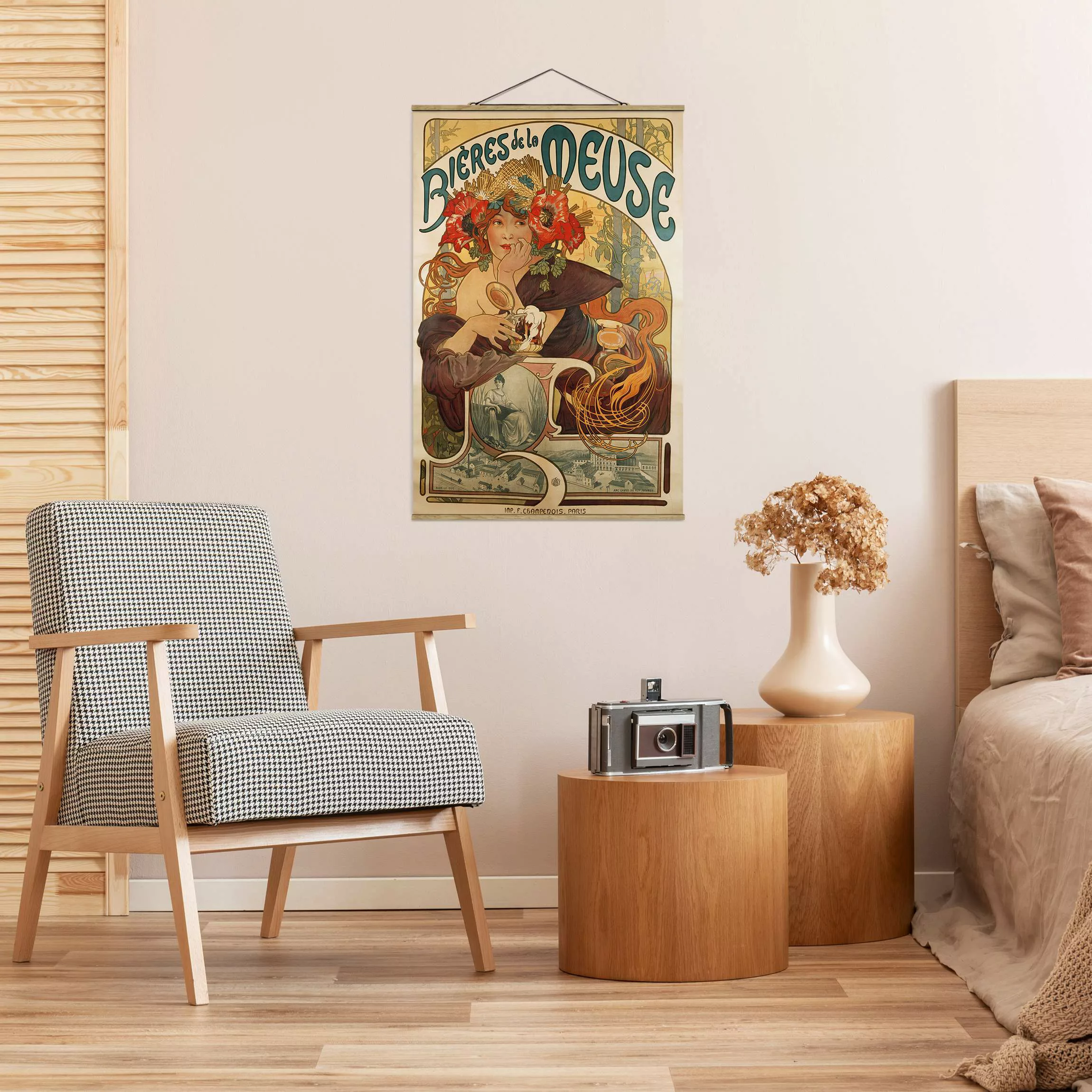 Stoffbild Kunstdruck mit Posterleisten - Hochformat Alfons Mucha - Plakat f günstig online kaufen