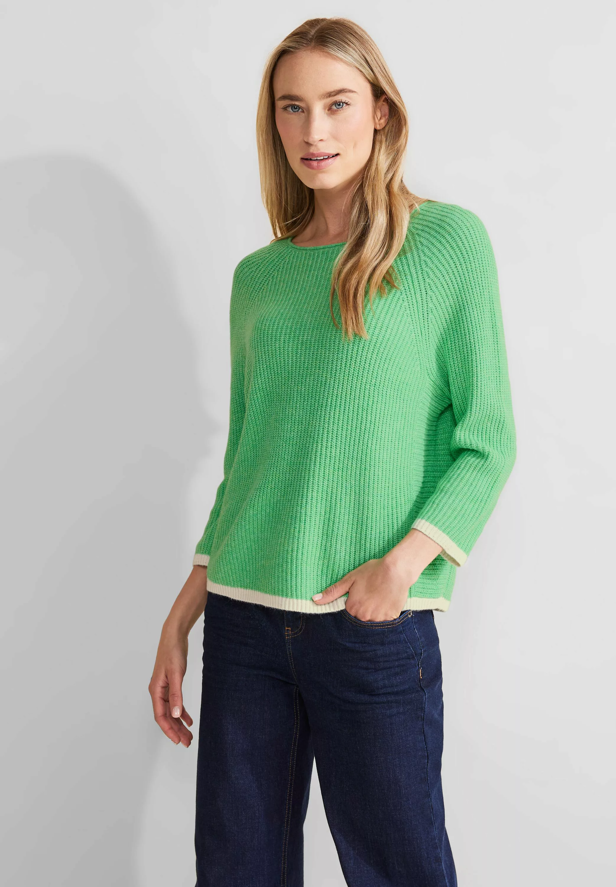STREET ONE Sweatshirt half cardigan sweater, light spring green mel. günstig online kaufen