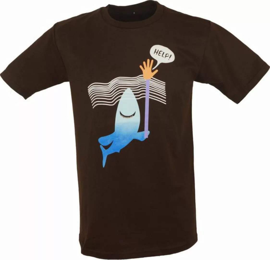 Guru-Shop T-Shirt Fun Retro Art T-Shirt `Help` - braun alternative Bekleidu günstig online kaufen