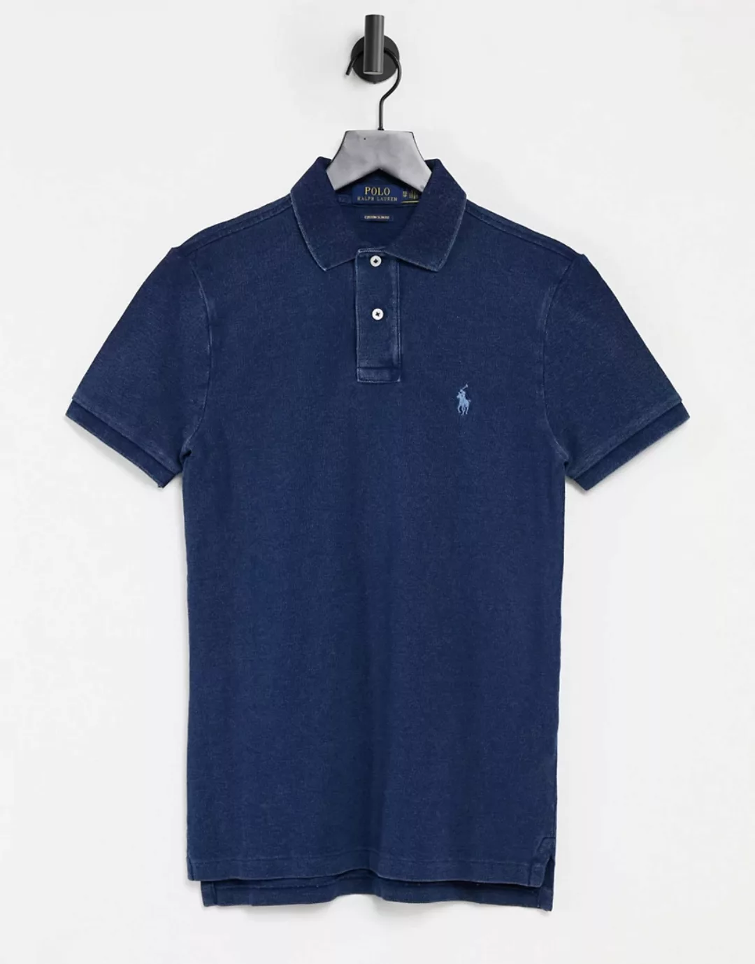 Polo Ralph Lauren – Garngefärbtes Pikee-Polohemd in dunklem Indigo mit Logo günstig online kaufen