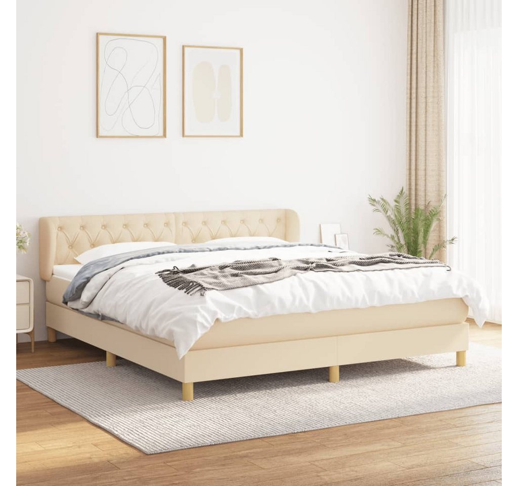 vidaXL Boxspringbett Boxspringbett mit Matratze Creme 160x200 cm Stoff Bett günstig online kaufen