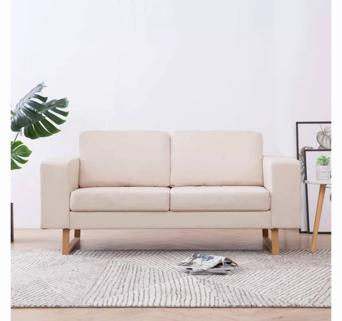 vidaXL Sofa 2-Sitzer-Sofa Stoff Cremeweiß Couch günstig online kaufen