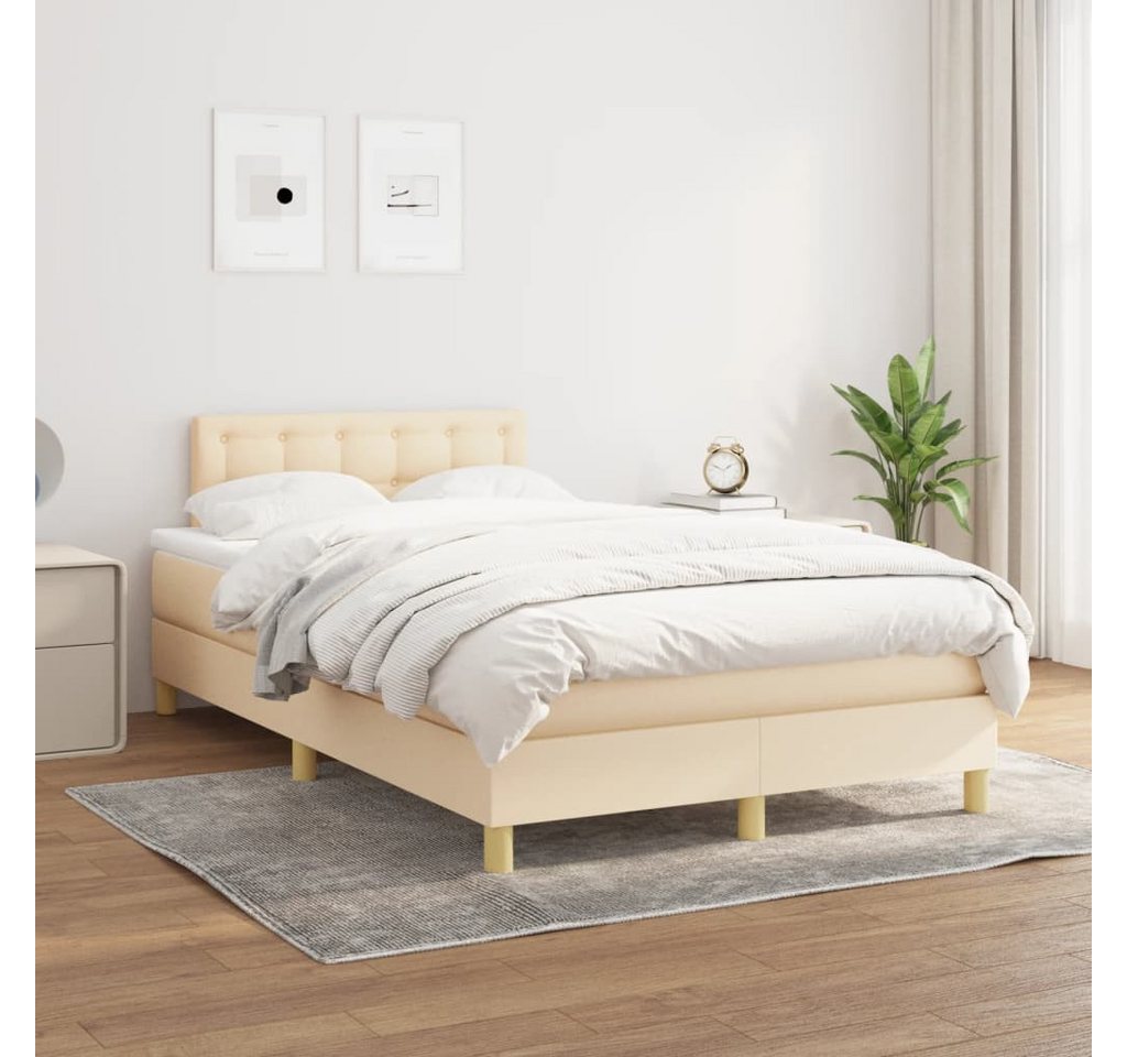 vidaXL Boxspringbett Boxspringbett mit Matratze Creme 120x200 cm Stoff Bett günstig online kaufen