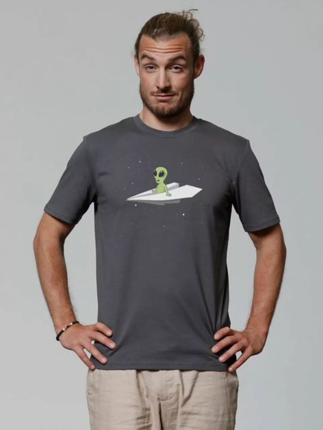 wat? Apparel Print-Shirt Alien on a paper plane (1-tlg) günstig online kaufen