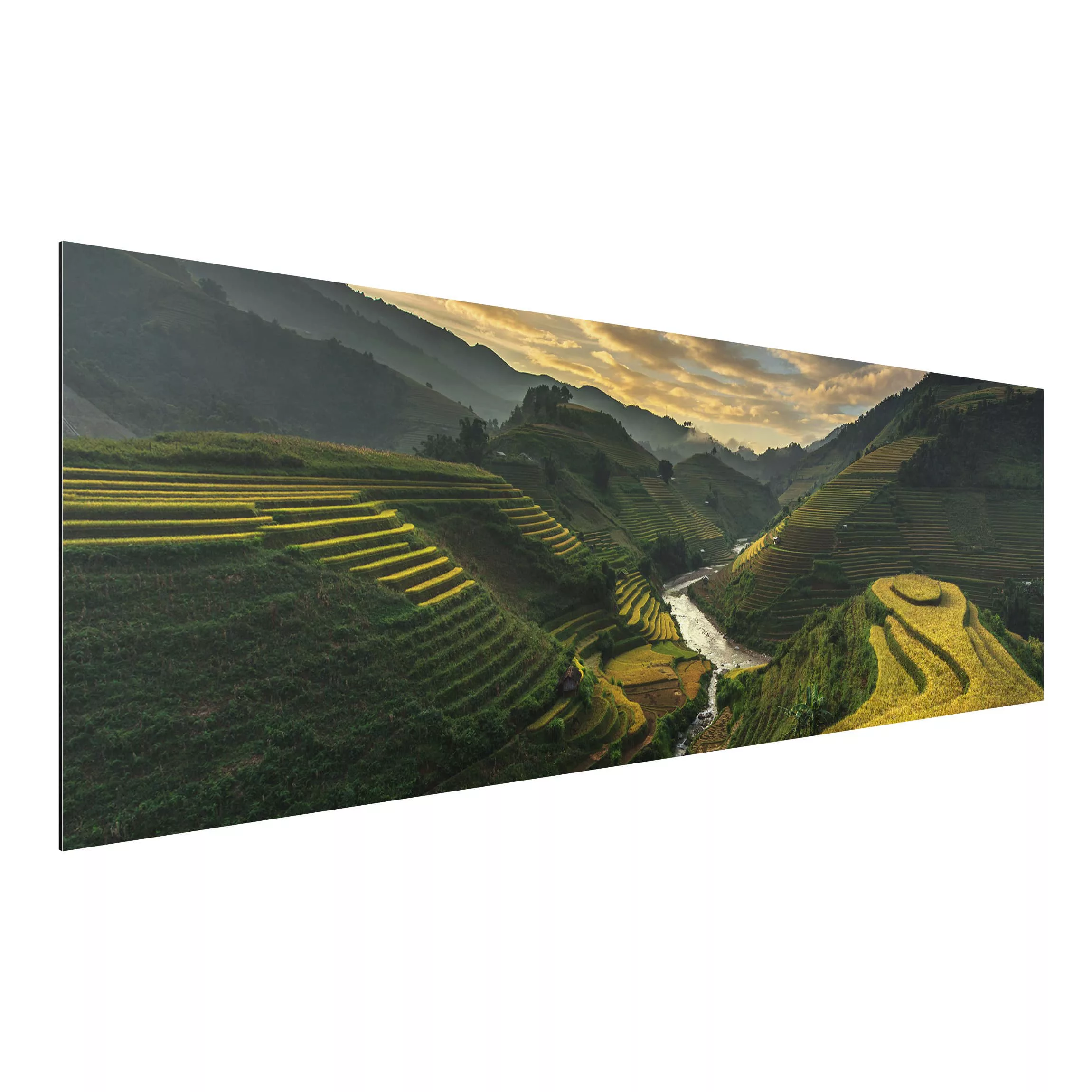Alu-Dibond Bild Natur & Landschaft - Panorama Reisplantagen in Vietnam günstig online kaufen