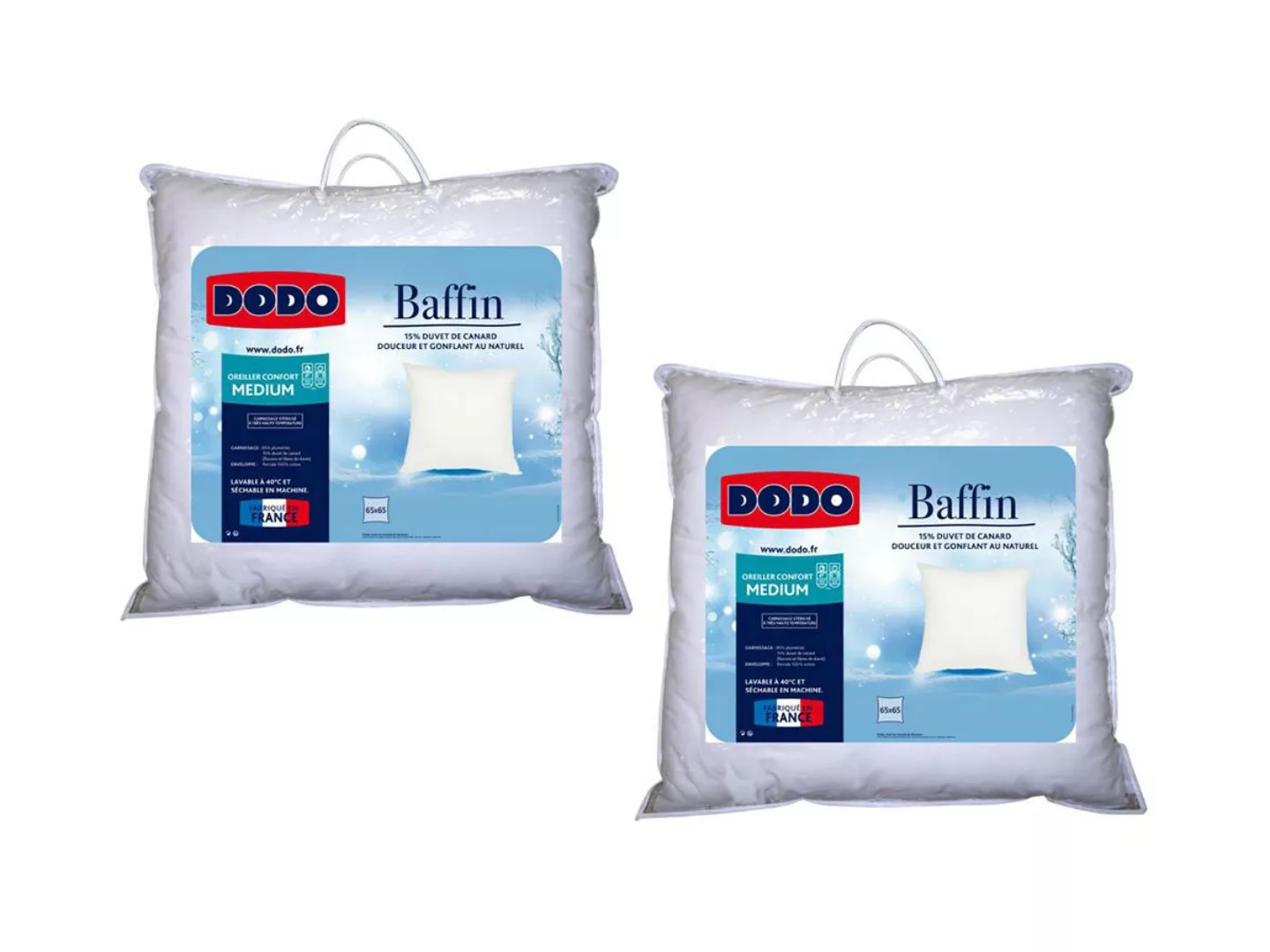 Kopfkissen 2er-Set DODO Natürliche Daunen BAFFIN - 65x65 cm günstig online kaufen