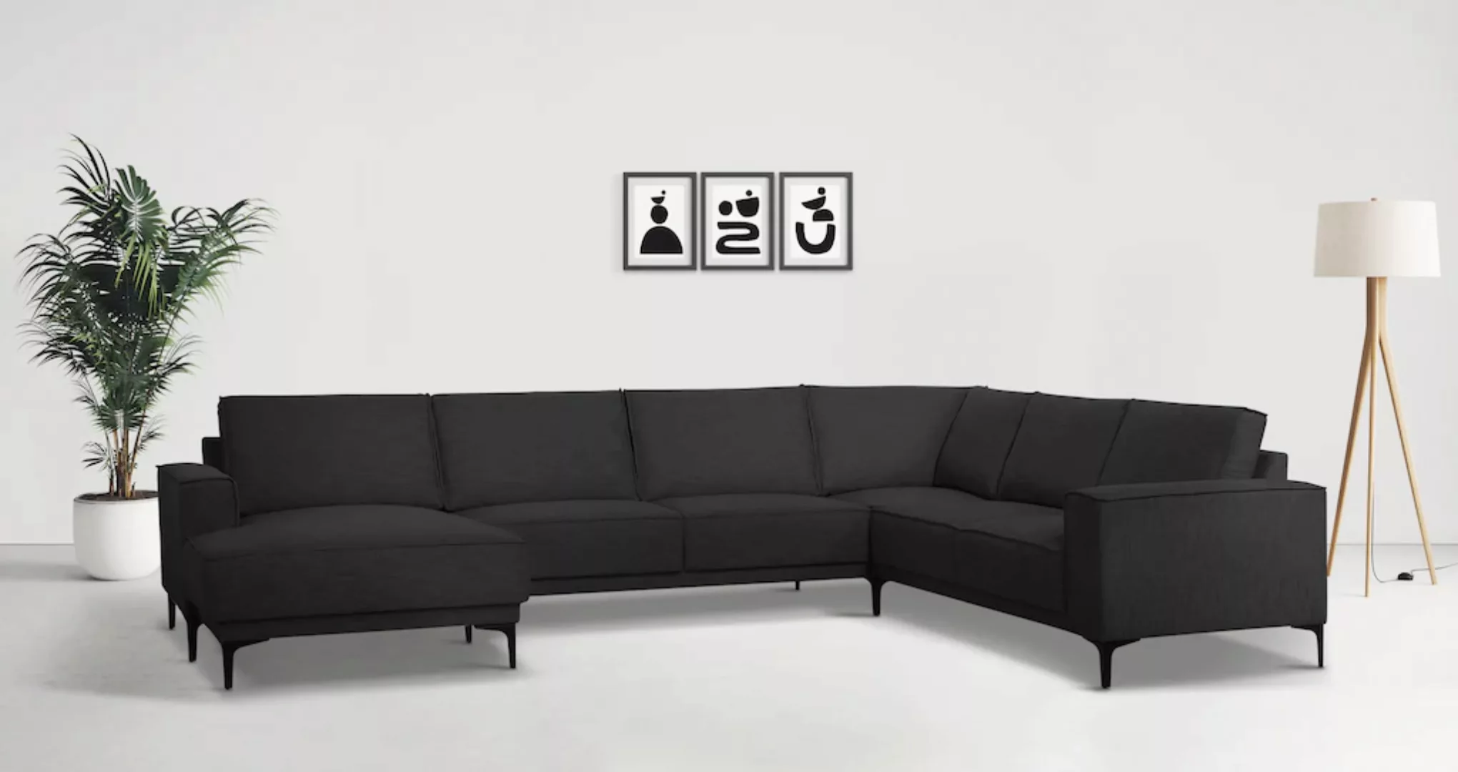 Places of Style Wohnlandschaft "XXL Sofa Oland, Struktur, Flachgewebe, Luxu günstig online kaufen