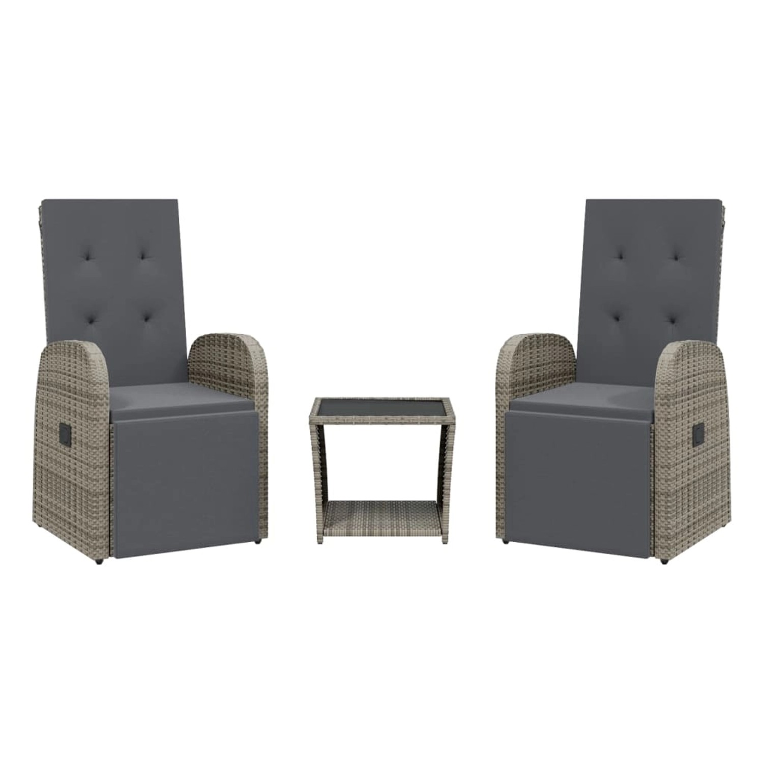 vidaXL 3-Tlg Garten-Essgruppe mit Kissen Grau Poly Rattan 3277627 günstig online kaufen