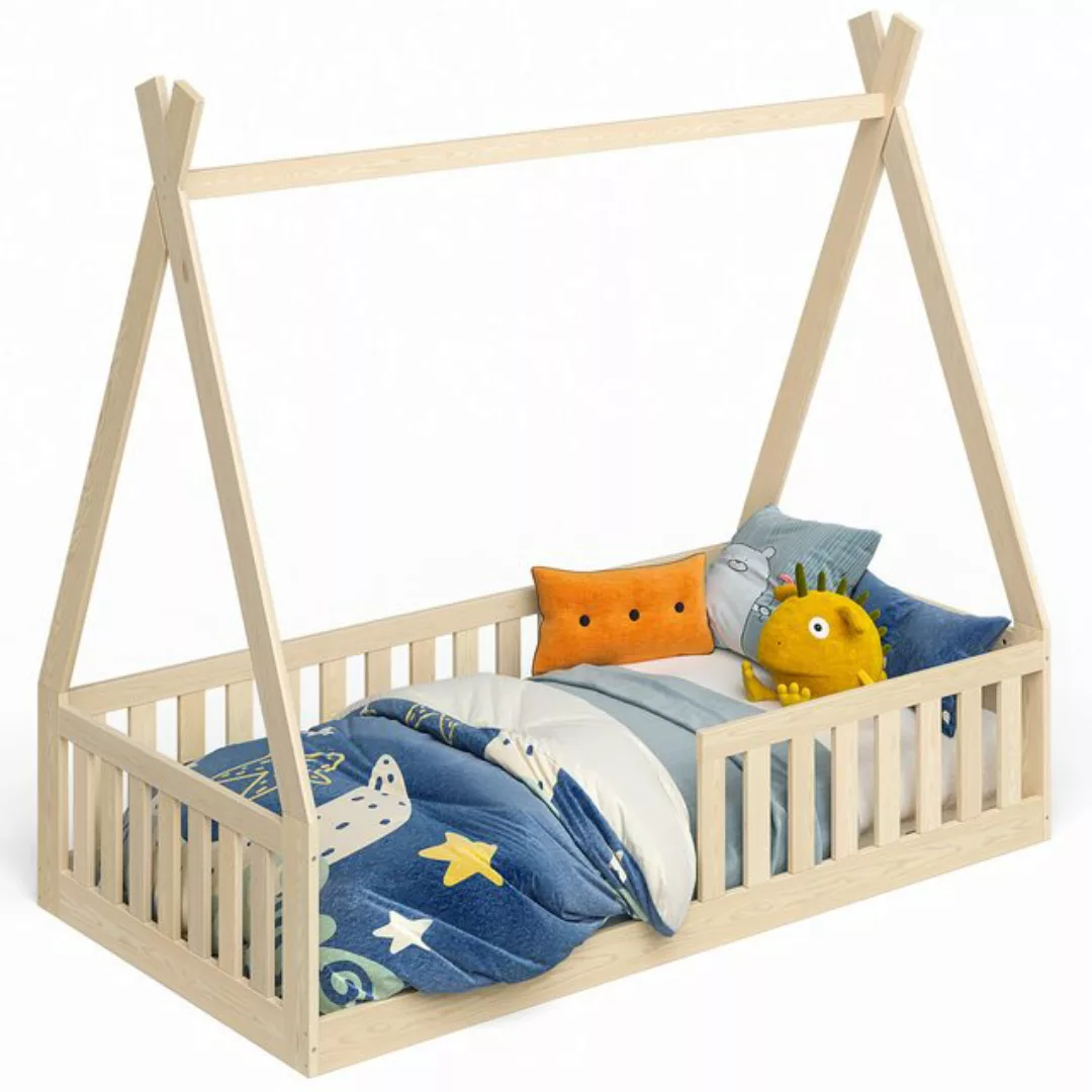 Bellabino Kinderbett Tajo (Tipi-Bodenbett, 80x160 cm, natur lackiert), inkl günstig online kaufen