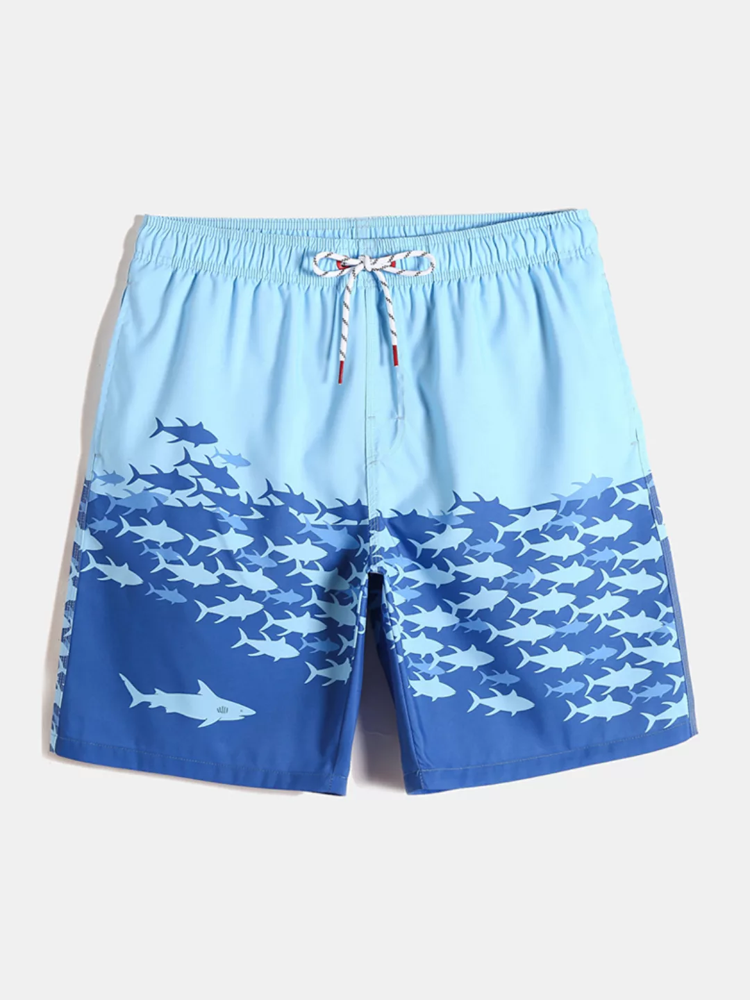 Blue Shark Printed Drawstring Leichte Strand-Shorts mit Mesh-Futter und Mag günstig online kaufen