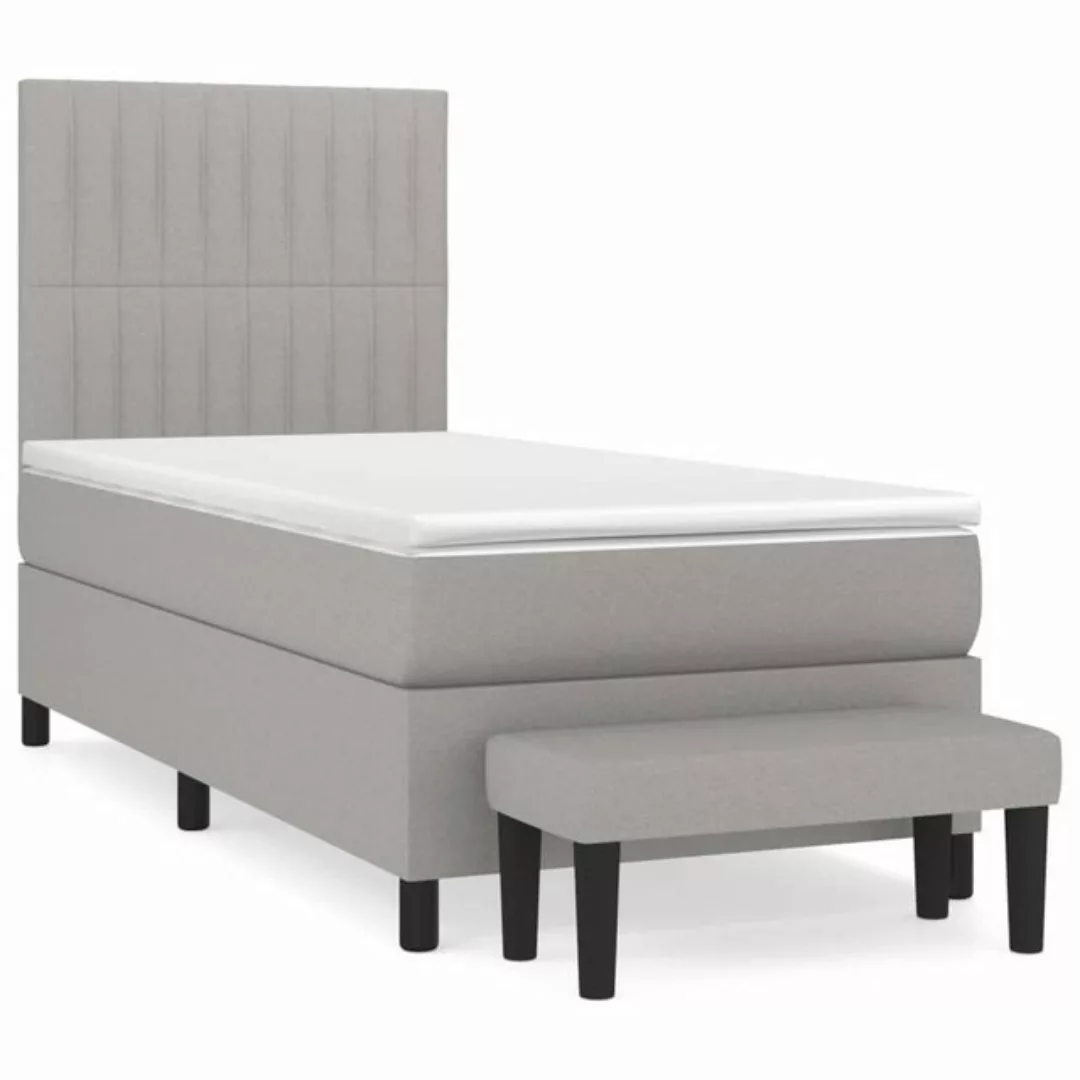 furnicato Bett Boxspringbett mit Matratze Hellgrau 80x200 cm Stoff (1-tlg) günstig online kaufen