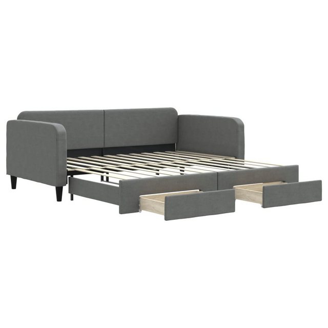 furnicato Bett Tagesbett Ausziehbar mit Schubladen Dunkelgrau 100x200 cm St günstig online kaufen