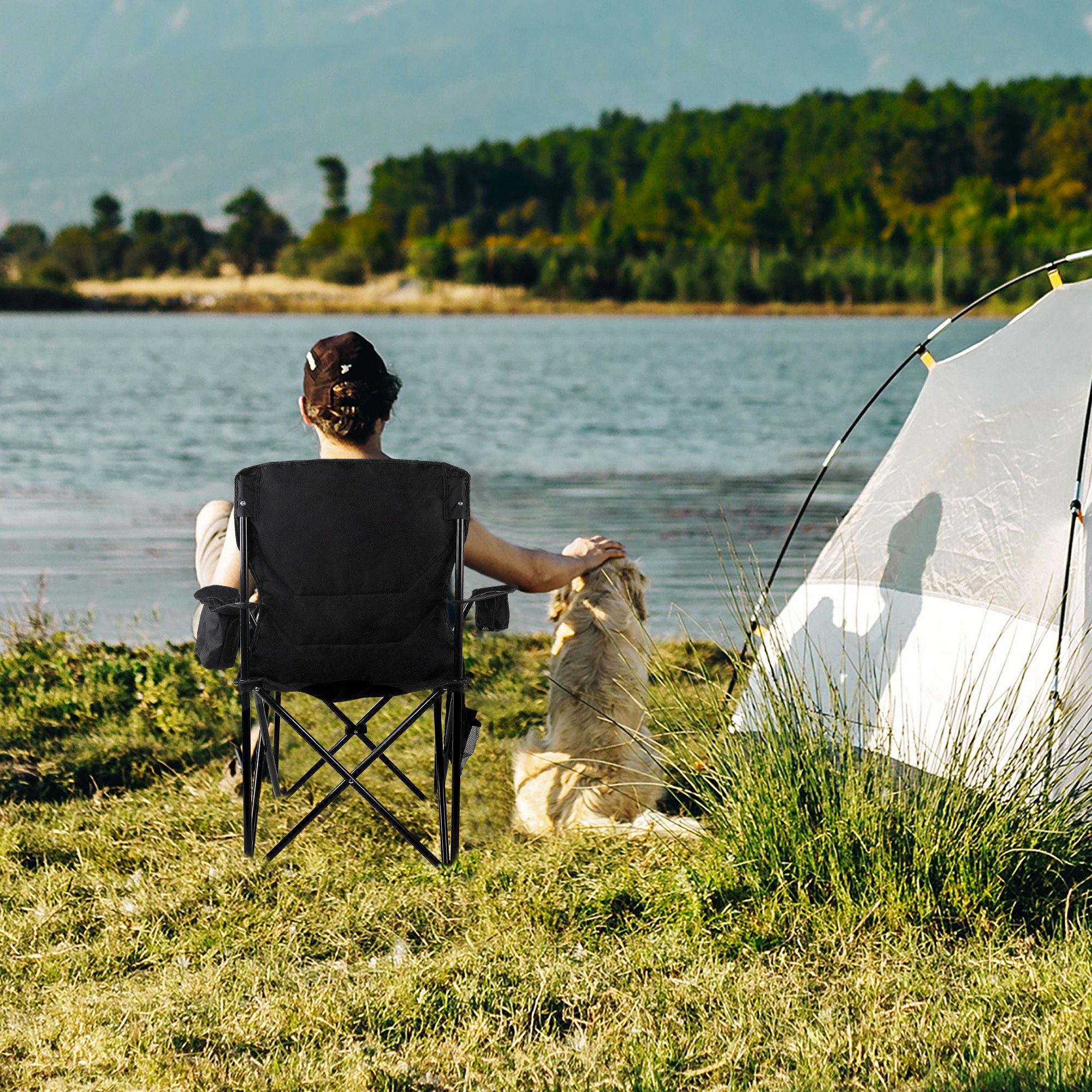 CALIYO Klappstuhl Campingstuhl Faltbar mit Getränkehalter günstig online kaufen