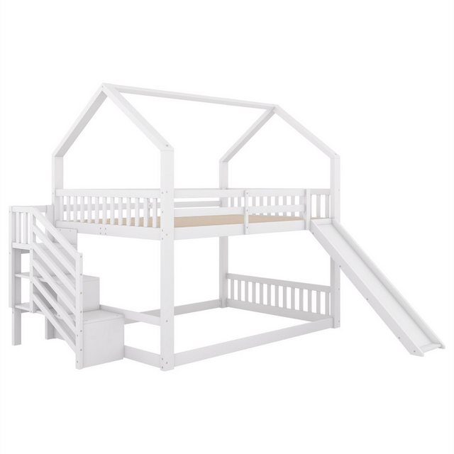 autolock Kinderbett Etagenbett,140x200cm,Hochbett mit Stauraumtreppe und Ru günstig online kaufen