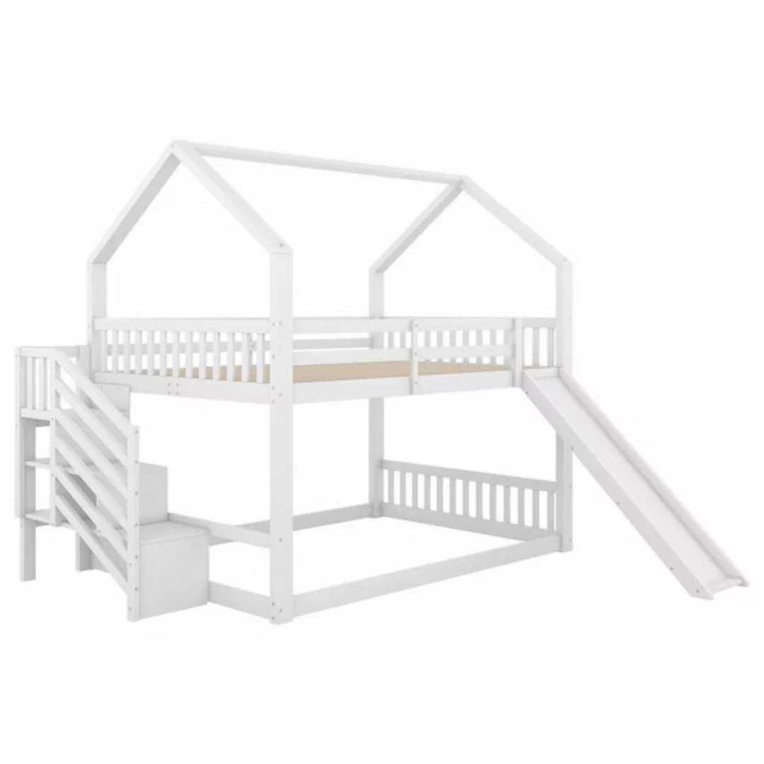 autolock Kinderbett Etagenbett,140x200cm,Hochbett mit Stauraumtreppe und Ru günstig online kaufen