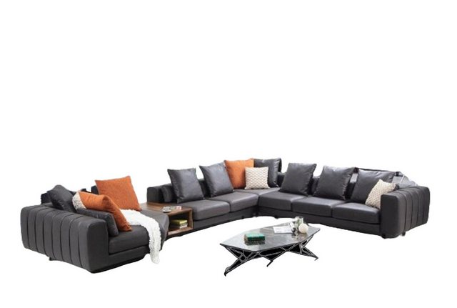 JVmoebel Ecksofa Große Wohnlandschaft Sofa Ecksofa U form Polstersofa Grau günstig online kaufen