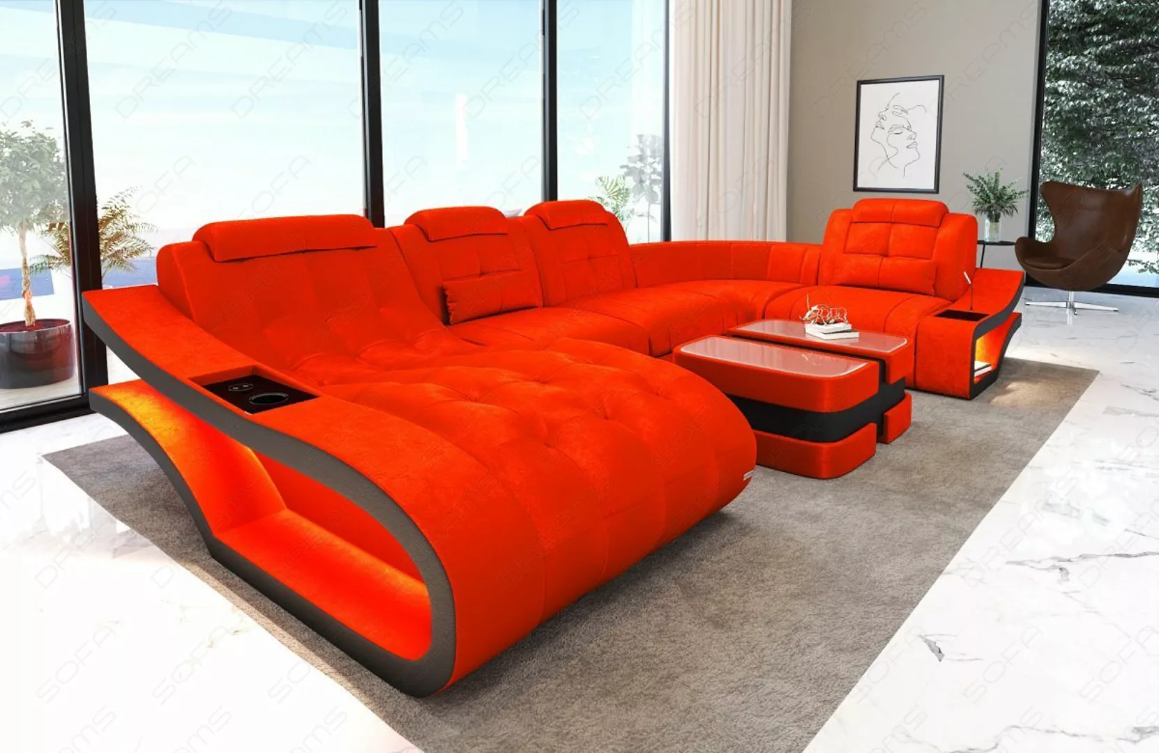 Sofa Dreams Wohnlandschaft Polster Stoff Sofa Couch Elegante S - U Form Sto günstig online kaufen