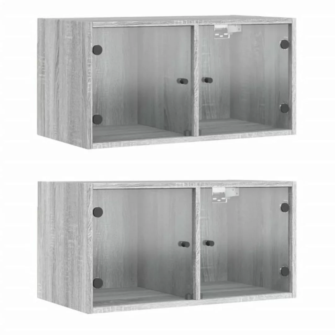 vidaXL Fächerschrank Wandschränke mit Glastüren 2 Stk. Grau Sonoma 68,5x37x günstig online kaufen