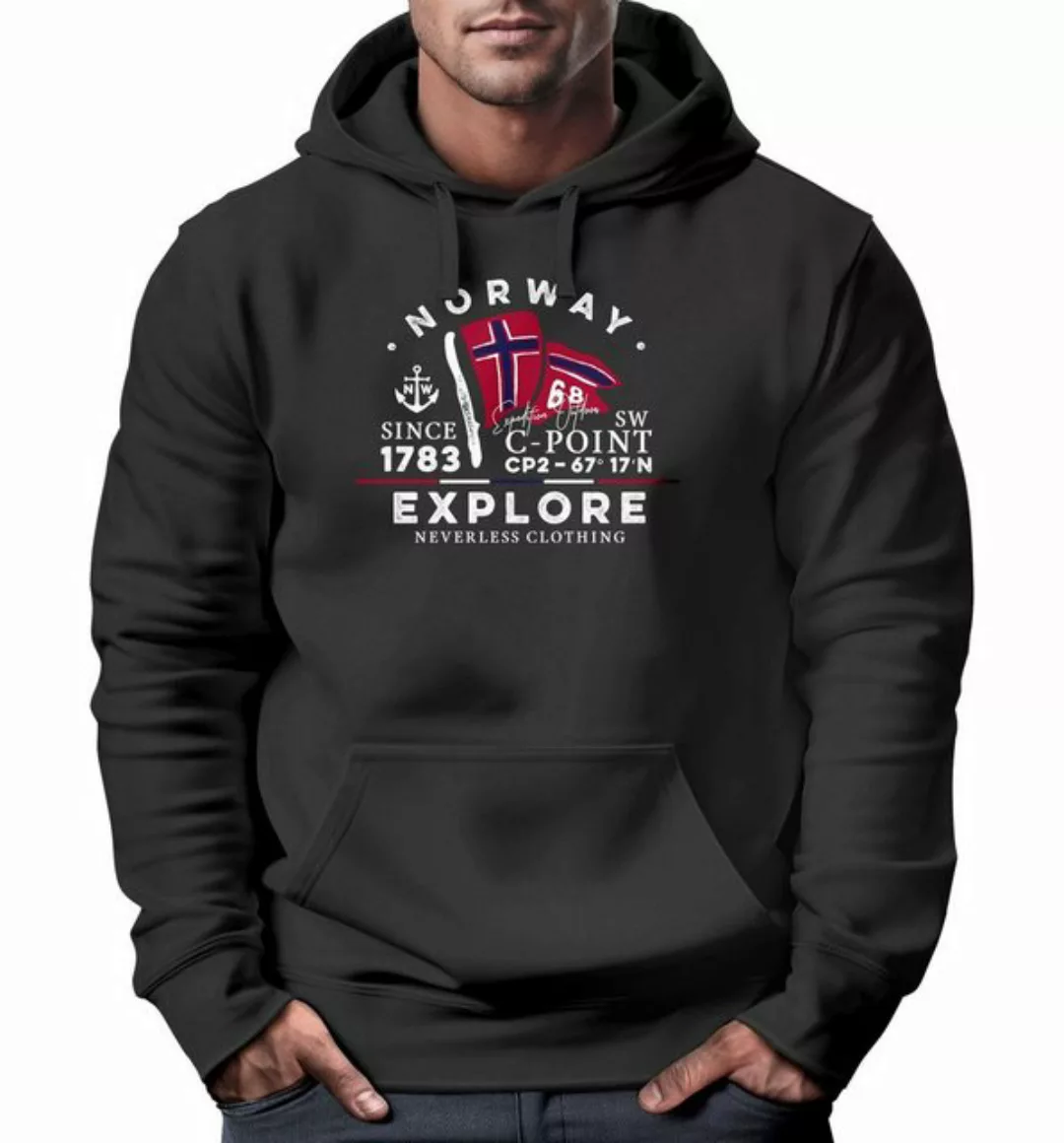 Neverless Hoodie Hoodie Herren Norway Explore norwegische Flagge Norwegen günstig online kaufen