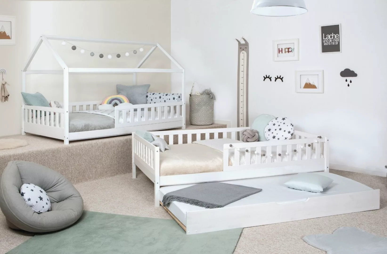 Ticaa Hausbett 2 in 1 Hausbett Bodenbett wandelbar mit, • 2-in-1 Kinderbett günstig online kaufen